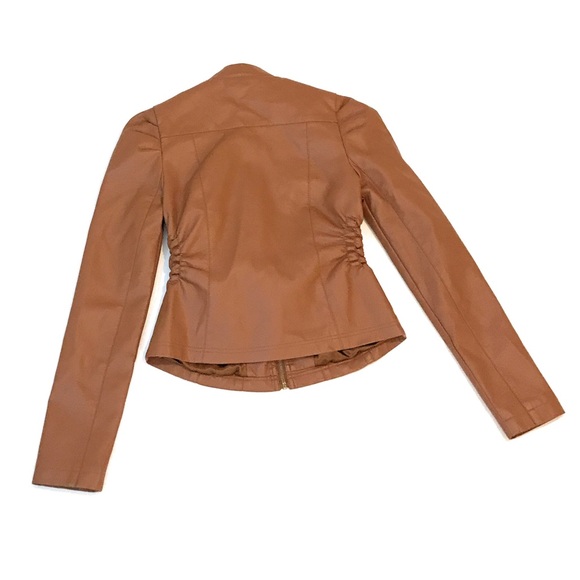 Slim Fit Stylish Faux Leather Moto Jacket Biker Motorcycle Coat - Picture 5 of 7